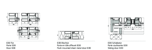 EI30 door, flush mounted sheet metal door and sliding door