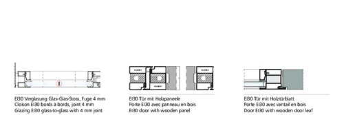 EI30 glazing glass-to-glass with 4 mm joint